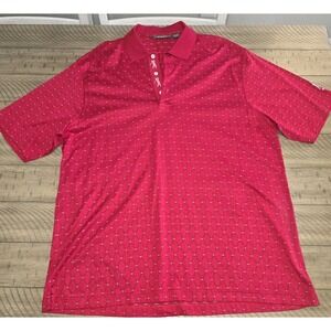 Bobby Jones Golf Polo Shirt Men XL Red Geometric Diamond Knit Cotton
